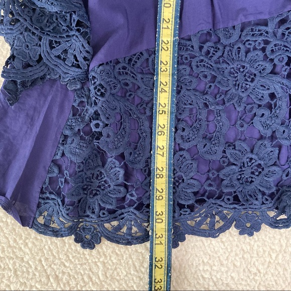 Anthropologie Lace Flare Sleeve Blouse Blue Small - Picture 13 of 14